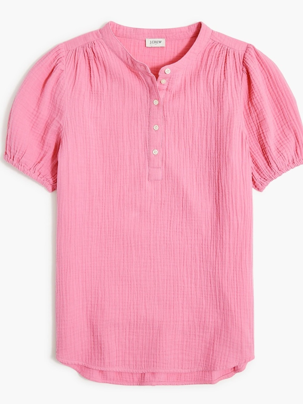 J.Crew Factory Pink Gauze Textured Henley Top